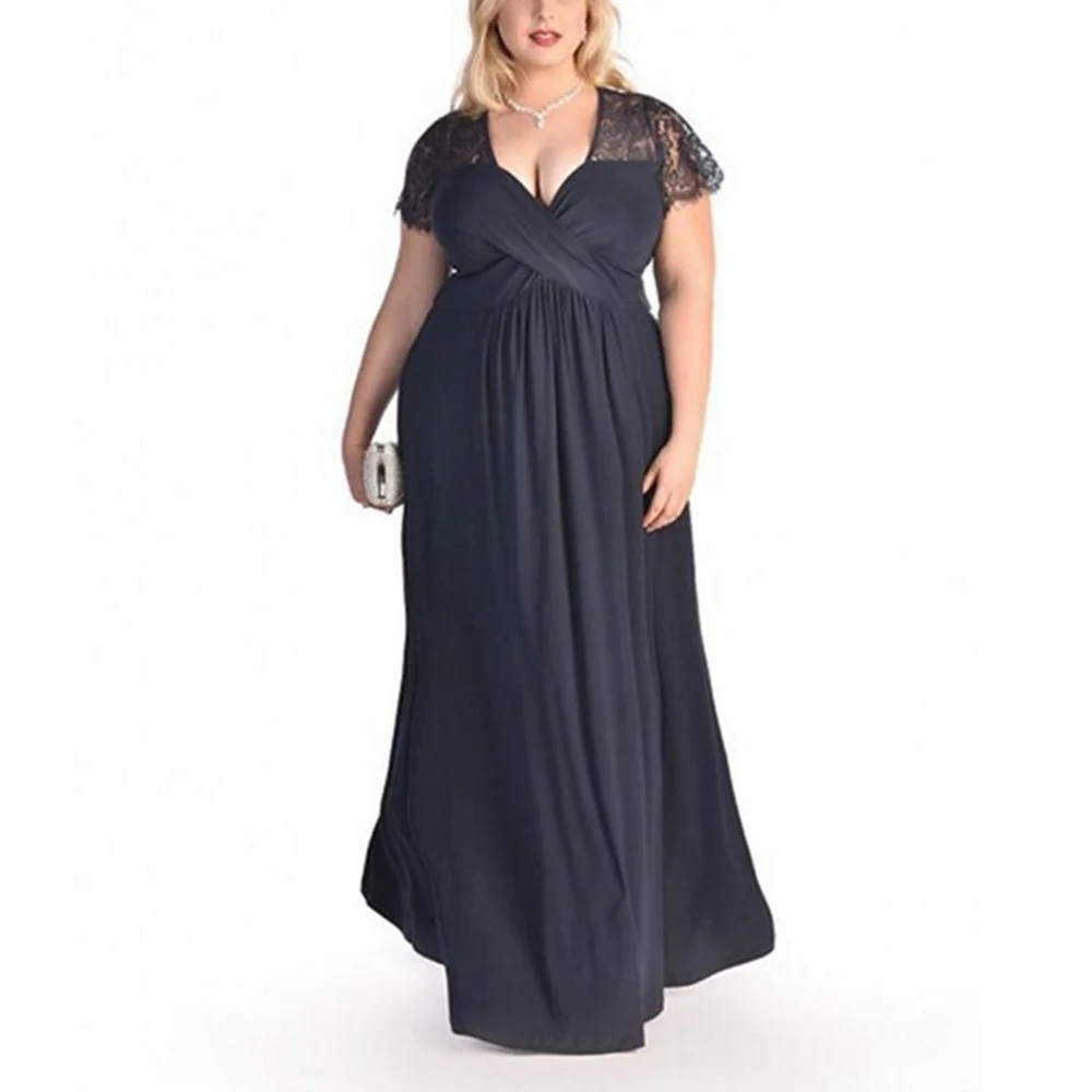 Plus Size Dress Short Sleeve Long Dress For Women Elegant Sexy Evening Party Dresses Vestidos Loose Wedding Party Female Clothes
