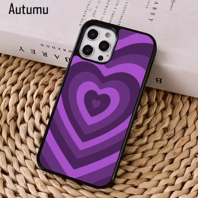 Y2k Purple Heart Aesthetic Phone Case Cover For Iphone 12 Mini X Xs Xr 11 Pro Max Se 2020 5 6s 7 8 Plus Samsung S9 S10 S20 S21 Phone Case Covers Aliexpress