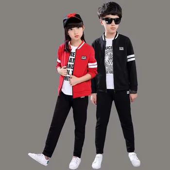 

Boys Girls Clothes Spring Autumn Jackets Coat Sports Two-piece High-quality Zipper Cardigan Pants 4-10 Y Child Clothing Hot Sale