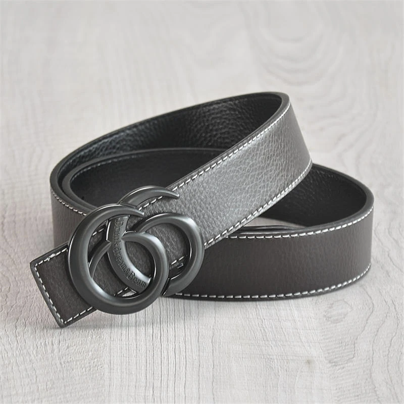 New Fashion Hot sales Lychee top layer cowhide Bronze buckle Style Real man business belt women leisure belt Free shipping