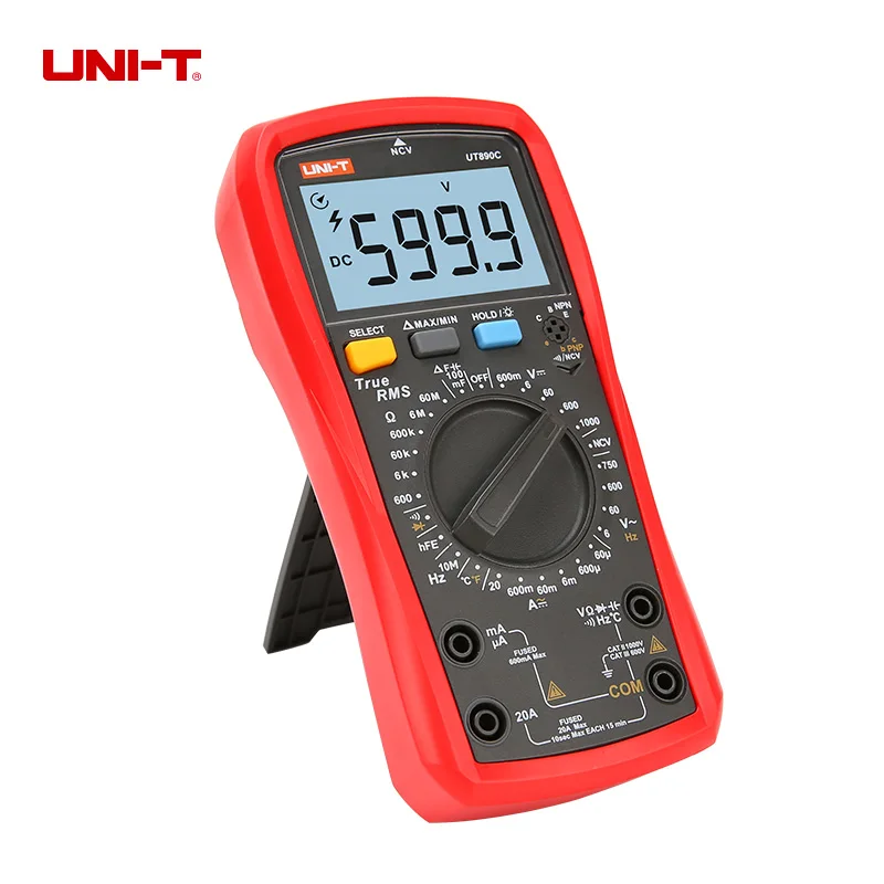 UNI-T UNI T Цифровой мультиметр True RMS UT890C UT890D+ Ручной диапазон AC DC Частота Емкость Температура Тестер Подсветка