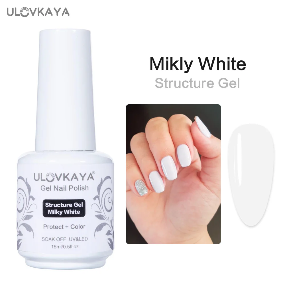 ULOVKAYA Milky White Structure Gel 15ml Rubber Base For Manicure Art Design Long Lasting Nail UV LED Hybrid Varnish | Красота и