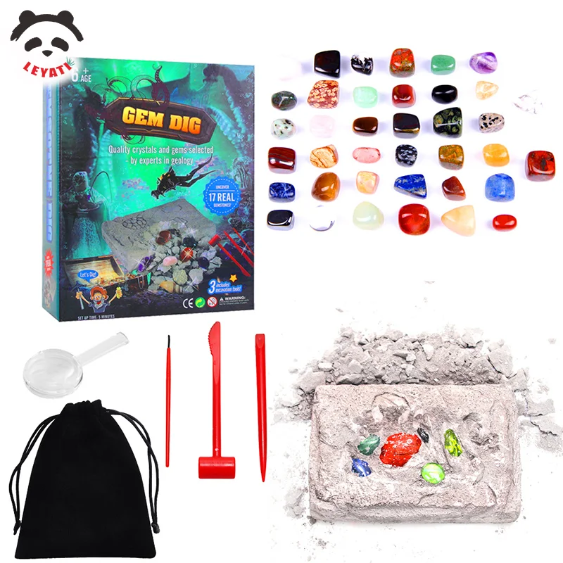 Gemstone Gem Dig Kit STEM Educational DIY Toys Science Up Real Rocks Mining Unique Gifts Archaeology for Boy Girl | Игрушки и хобби