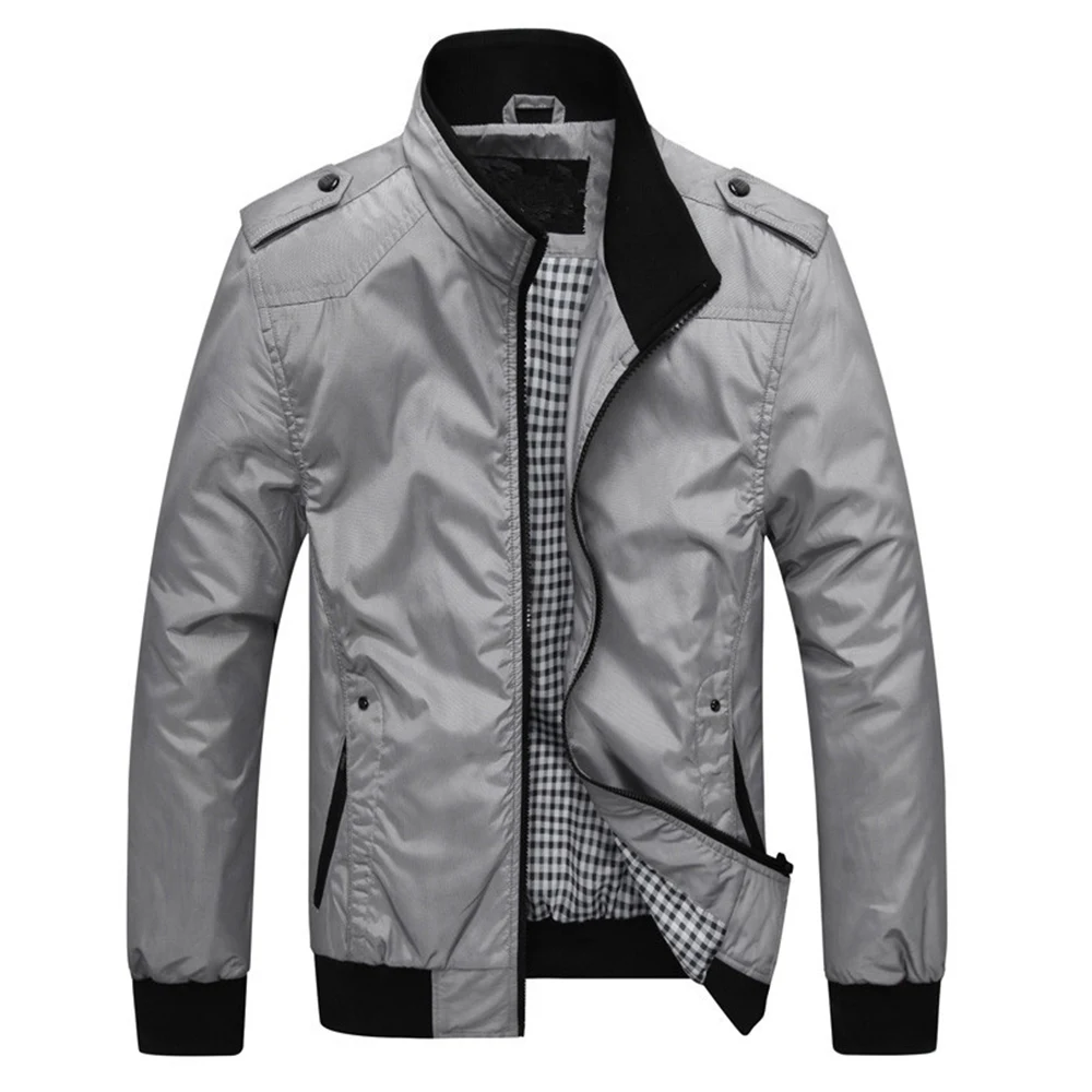 

Mens Jackets Casual Coats Spring Autumn Solid Color Mens Sportswear Stand Collar Slim Jackets Male Bomber Jackets