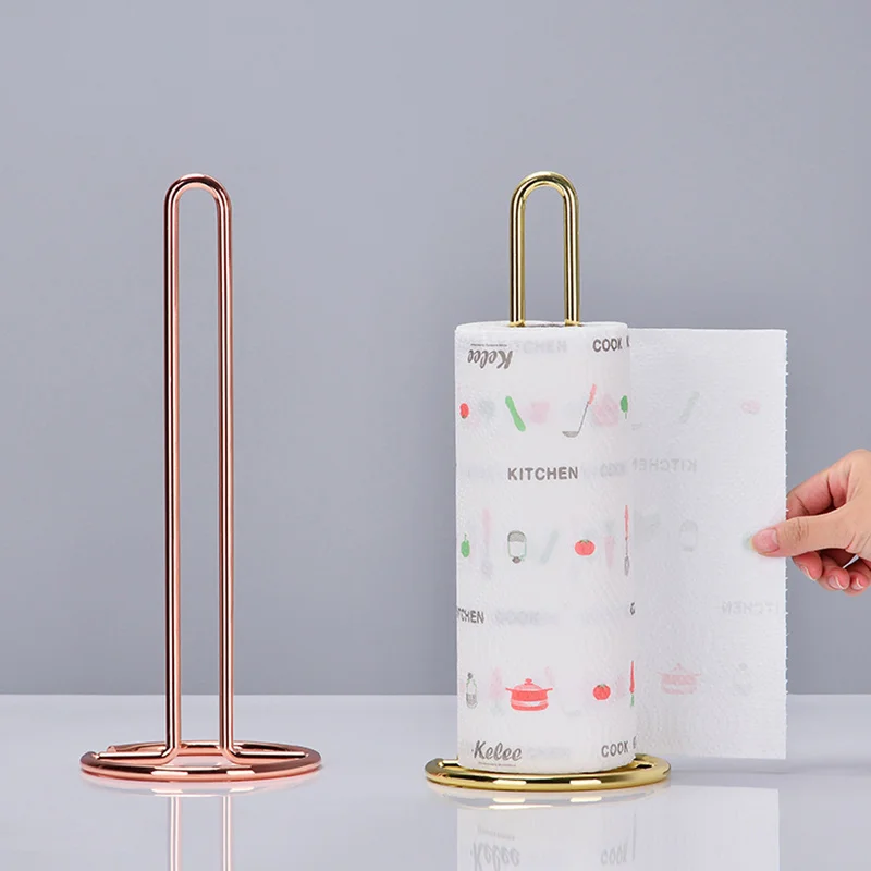 

Nordic Style Iron Desktop Roll Paper Rack Simple Rose Gold Restaurant Living Room Toilet Roll Holder Storage Rack Home Decor