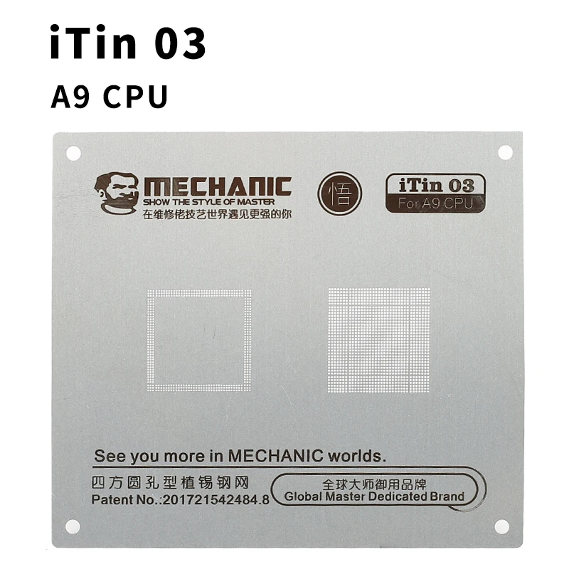Jyrkior механик iTin завод оловянный шаблон для iPhone 11/11 PRO/11PRO MAX A7 A8 A9 10 A11 A12 cpu стальная сетка BGA трафарет - Цвет: iTin A9 CPU