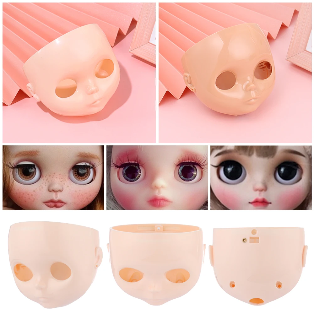 1/6 Doll Face With Screw Makeup Doll Heads Practice Model Plastic Factory Faceplate With Backplate Blyth Toy Accessory doll accessories