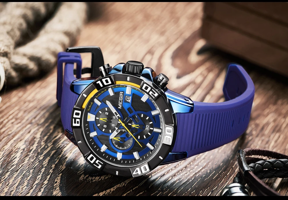 MEGIR Модные кварцевые часы мужские Роскошные военные спортивные наручные часы хронограф водонепроницаемые Relogio Masculino Лидирующий бренд часы 2121