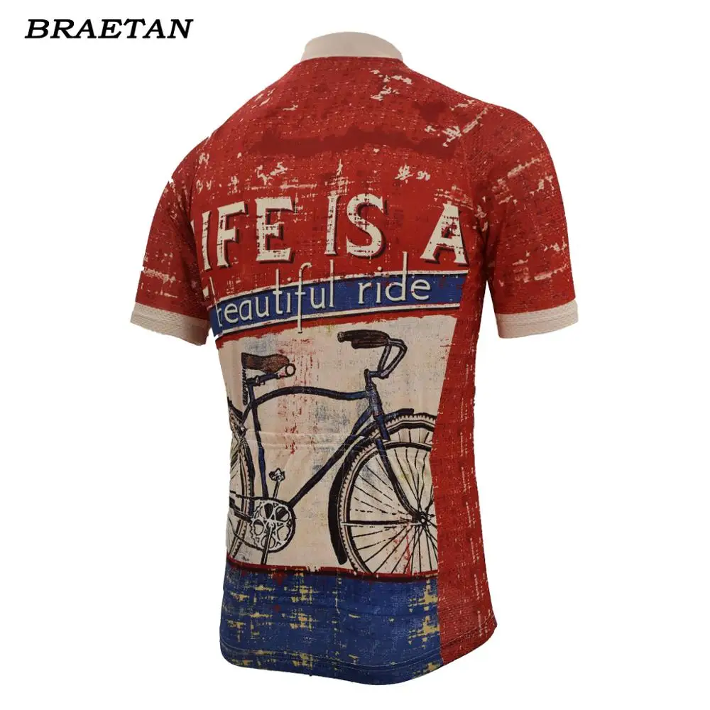 men life is a beautiful ride cycling set cycling wear summer short sleeve cycling clothing 9D gel pad bib pants braetan