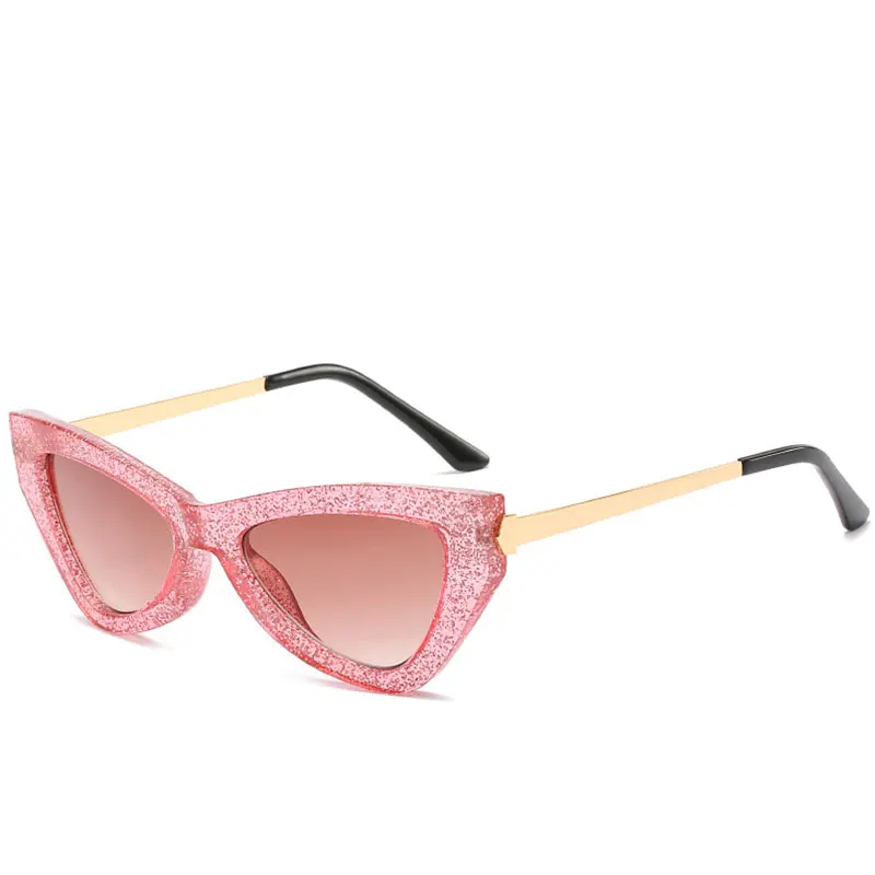Ретро Винтажные узкие солнцезащитные очки "кошачий глаз" для женщин, очки с пластиковой оправой, солнцезащитные очки с защитой от уф400 лучей, женские Cateyes очки pl1082 - Цвет линз: C06PinkTea