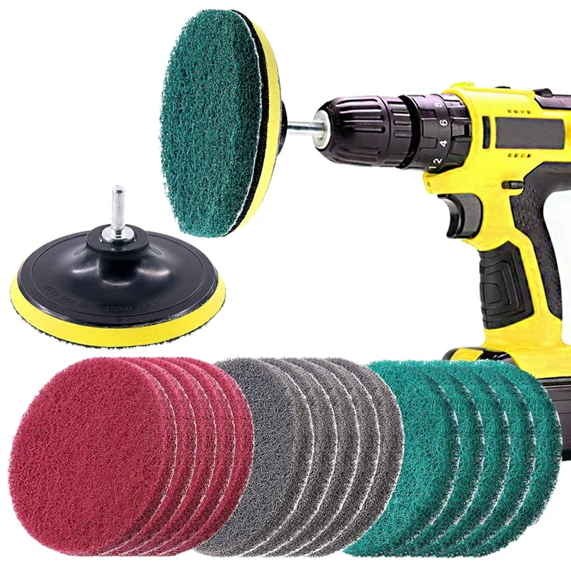 5Inch 1000 Grit Drill Power Brush Tile Scrubber Scouring Pads Cleaning Tool 3pcs 