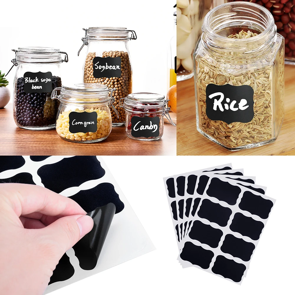 32pcs Glass Jar Bottle Sticker Chalkboard Lables Home Kitchen Jars