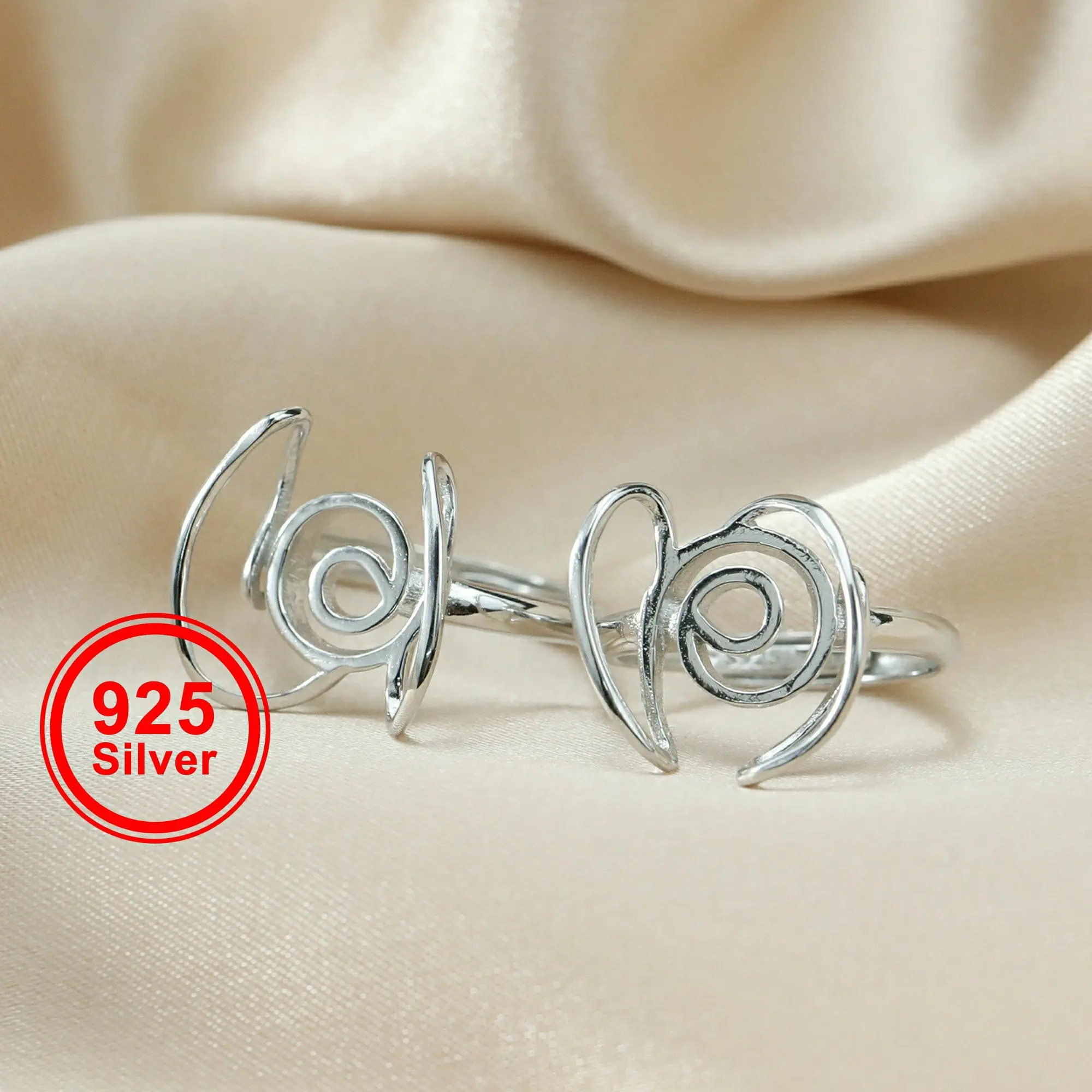 12MM Irregular Shape Bezel Solid 925 Sterling Silver DIY Cabochon Adjustable Ring Settings 1294124 | Украшения и аксессуары