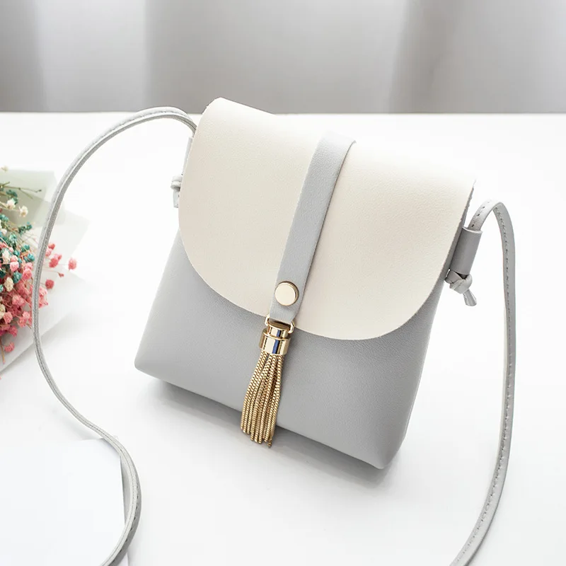 

Japanese Korean-Style Tassels Contrast Color Shoulder Bag 2019 Cool Large Small Change Mobile Phone Shoulder WOMEN'S Bag