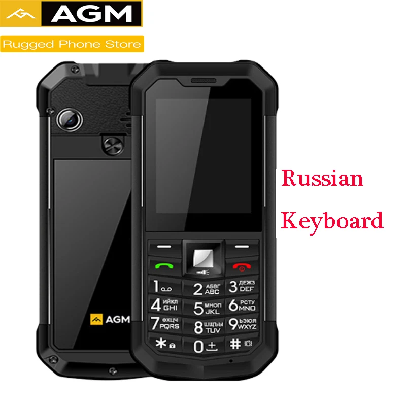 AGM M3 русский прочный двойной SIM открытый 2,4 ''Телефон IP68 водонепроницаемый ударопрочный пылезащитный фонарь 1970 мАч фонарик - Цвет: M3 Russian Keyboard