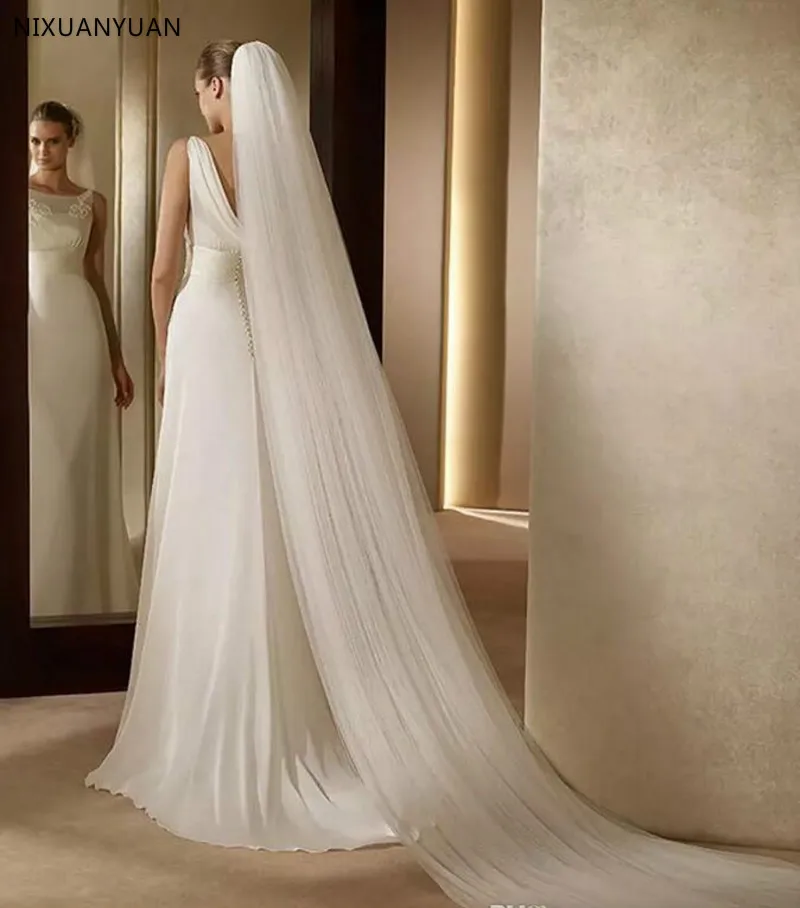 

Wholesale Wedding Accessories 3 Meters 2 Layer Wedding Veil White Ivory Simple Bridal Veil with Comb Wedding Veil