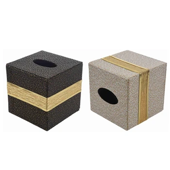 

2 Pcs Tissue Box, Durable Room Car PU Leather Square Tissue Box Paper Holder Case Cover Napkin Size: 13.8 X 13.8 X 13Cm, White C