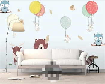 

beibehang 3d wallpaper wall custom wallpaper for kids cartoon airplane hot air balloon full house wallpaper home decoration