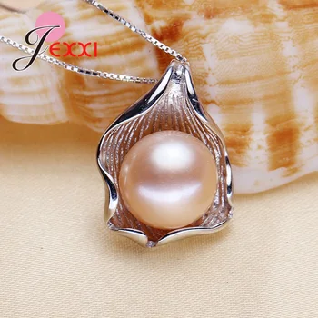 

Real Natural 10-11mm 3 Colors Freshwater Pearl Pendant Necklace for Women Fine 925 Sterling Silver Chain Choker Collar Jewelry