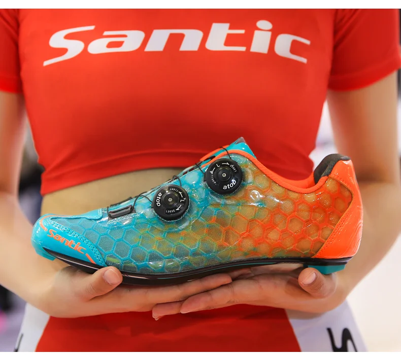 Мужская велосипедная обувь Santic из углеродного волокна для шоссейного велосипеда, самофиксирующаяся профессиональная обувь для соревнований, Ультралегкая профессиональная гоночная велосипедная обувь