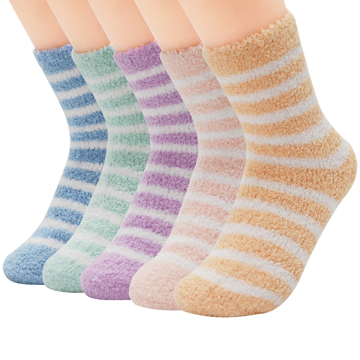 long socks for women 5 Pair Candy Warm Lady Heart Cute Winter Kawaii Thick Casual Women Socks Fuzzy Fluffy Warm Socks Short Cute Cotton Socks Female nike socks women