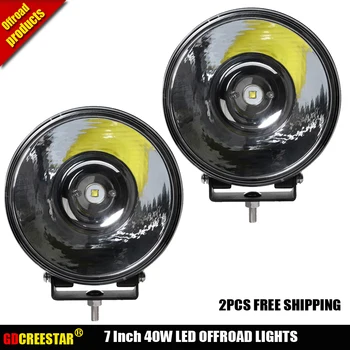 

GDCREESTAR Led Off road Lights 7 inch Round Black Led Driving lights with DT Connector 2pcs/lots Free Shipping headlamps
