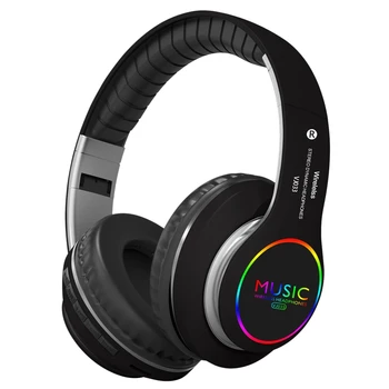 

Vj033 Bluetooth V5.0 Folding LED Wireless Headset Bluetooth Music Sports Card Universal Wireless / Wired Headset