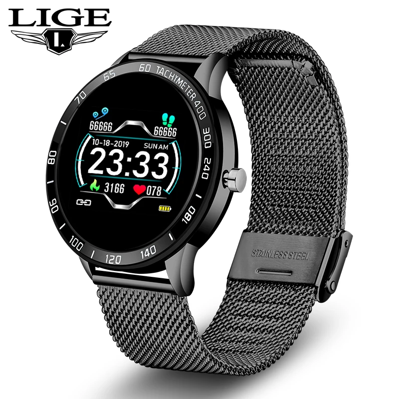 LIGE 2019 New Smart Watch Men OLED Color Screen Heart Rate Blood Pressure Multi-Function Mode Sport smartwatch fitness Tracker