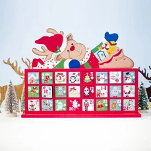 Украшение Рождественский подарок игрушки стол деревянный календарь декора 24 ящика обратного отсчета коробка для хранения конфет дома-календарь лося