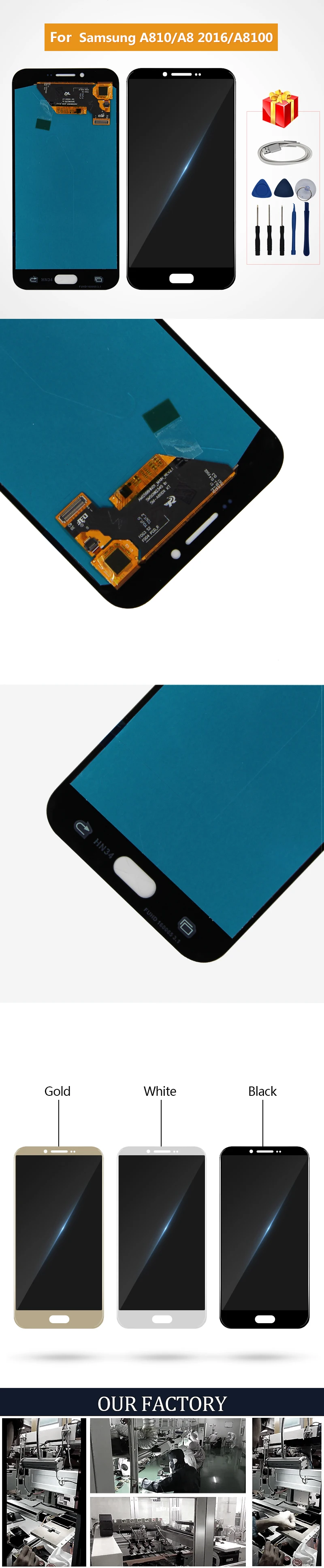 Супер AMOLED ЖК для Samsung Galaxy A8 A8100 A810 ЖК-дисплей протестированный рабочий сенсорный экран дигитайзер сборка
