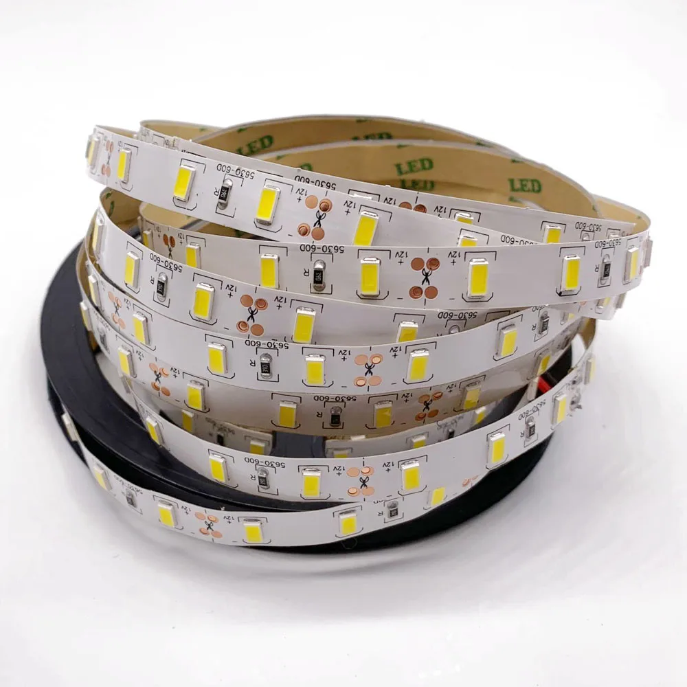 1/2/3/4/5 м IP65 водонепроницаемая светодиодная лента 5630 SMD DC12V 60 светодиодов/м 5730 бар