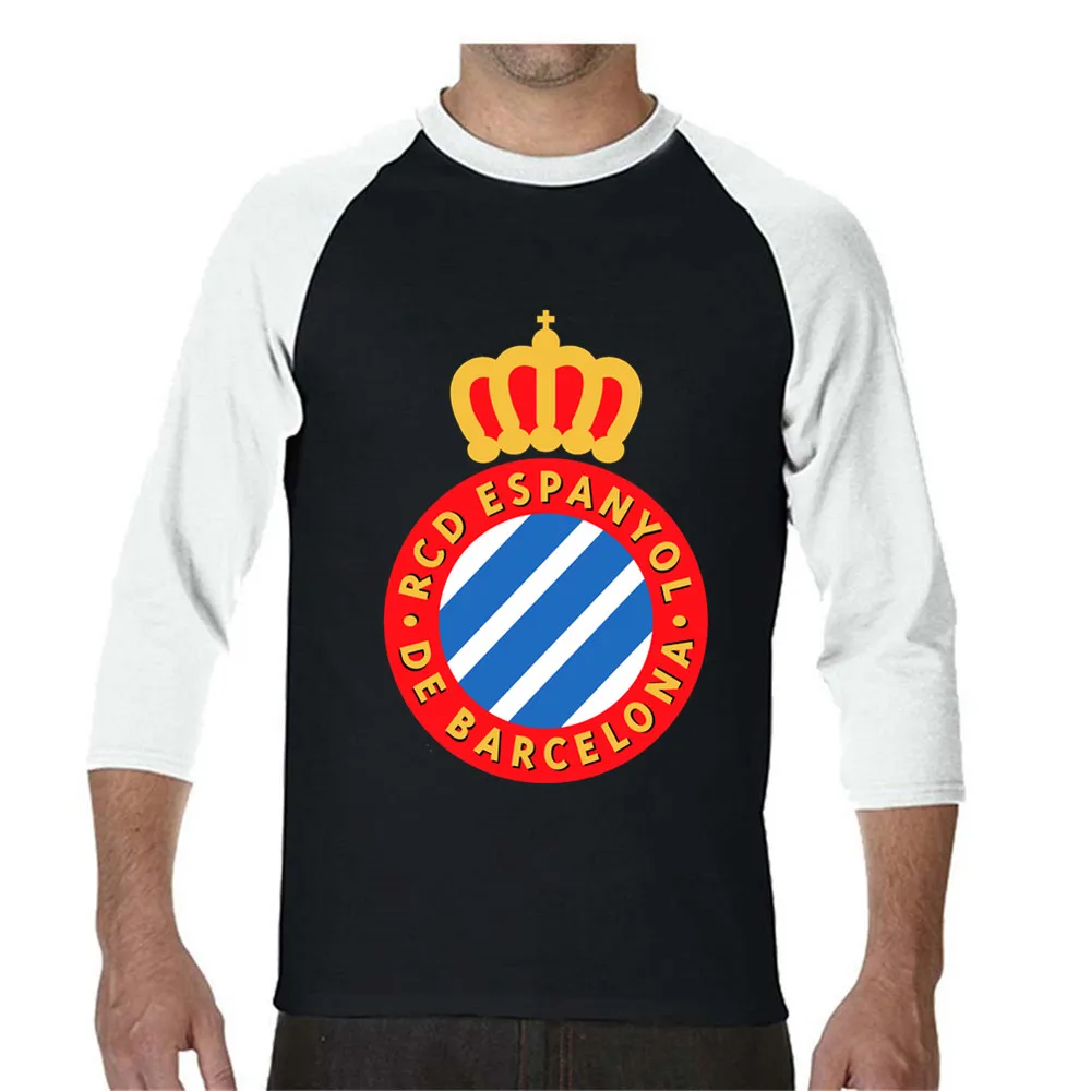 

Men's Football Shirt Off White Gym Couture Hip Hop Print Tee Shirt RCD Espanyol Three Quarter Sleeve T-shirt Lil Peep