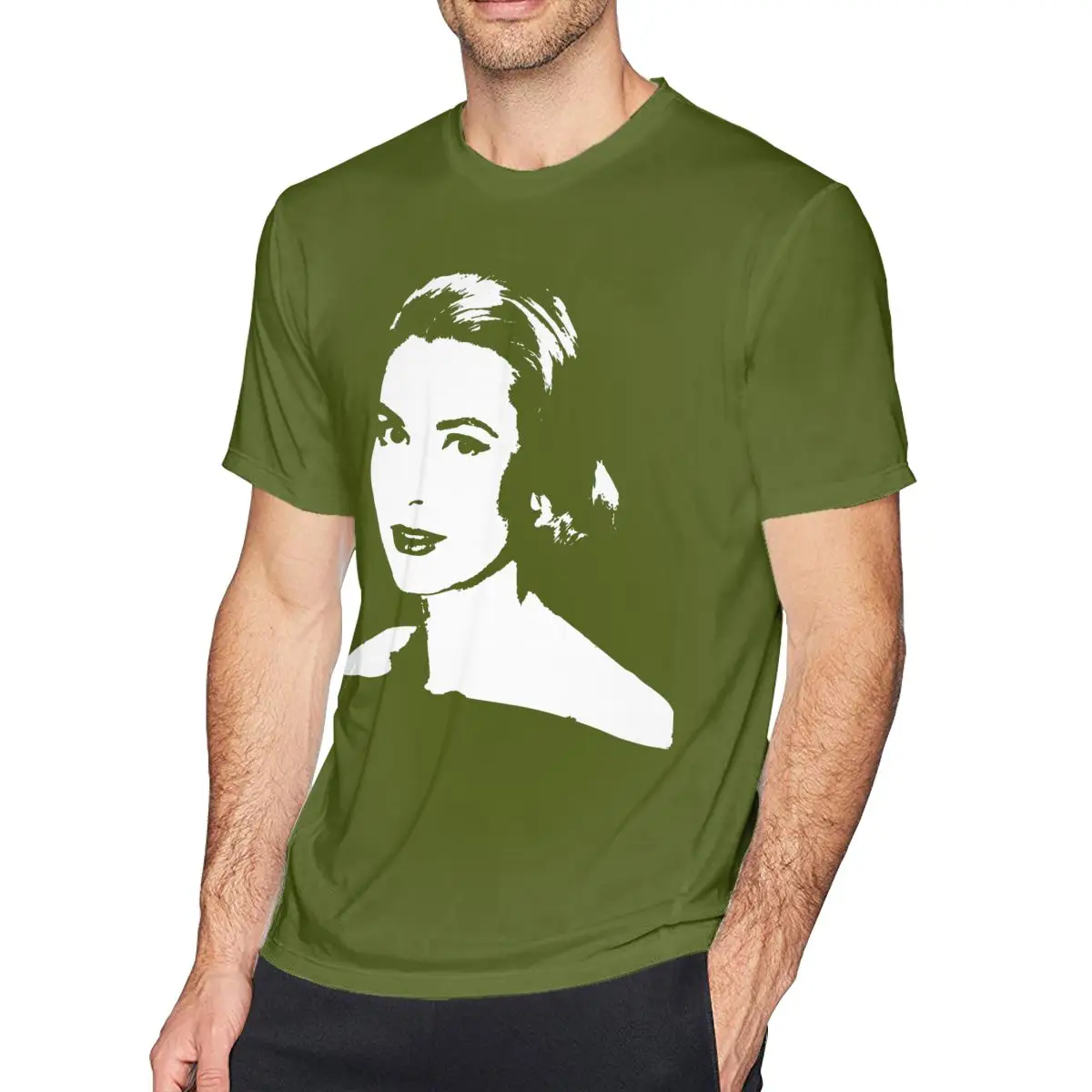 Grace Kelly футболка Grace Kelly Футболка с принтом Большая мужская футболка из 100 хлопка с коротким рукавом забавная футболка - Цвет: Army Green