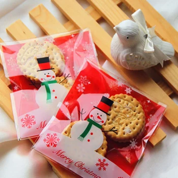 

New 100 pcs Sachets Pouches Snowman Packing Bag for Cookies Biscuits Candy
