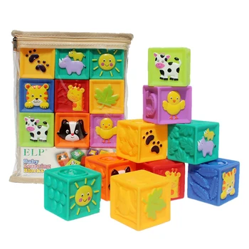 

Non-toxic 10pcs/set Building Blocks Baby Intelligence Exercise Assembled 3D Blocks Teethers Blocks DIY Rubber Block Toy Gift