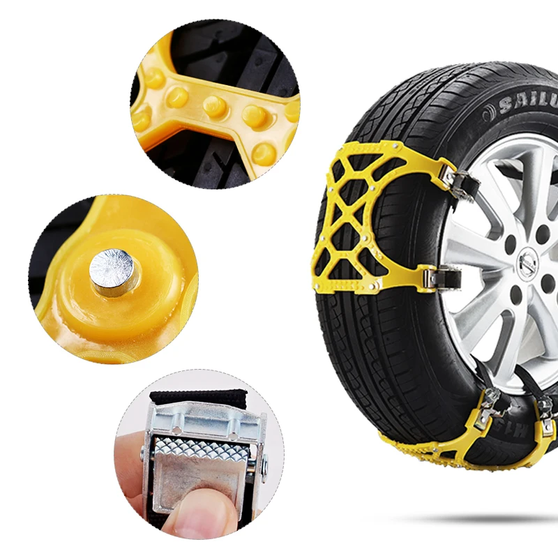 

WHDZ 3pcs Car Tire Snow Chains Universal Car Suit 165-265mm Tyre Winter Slip Chains Climbing Mud Sandy Ground anti-skid chains