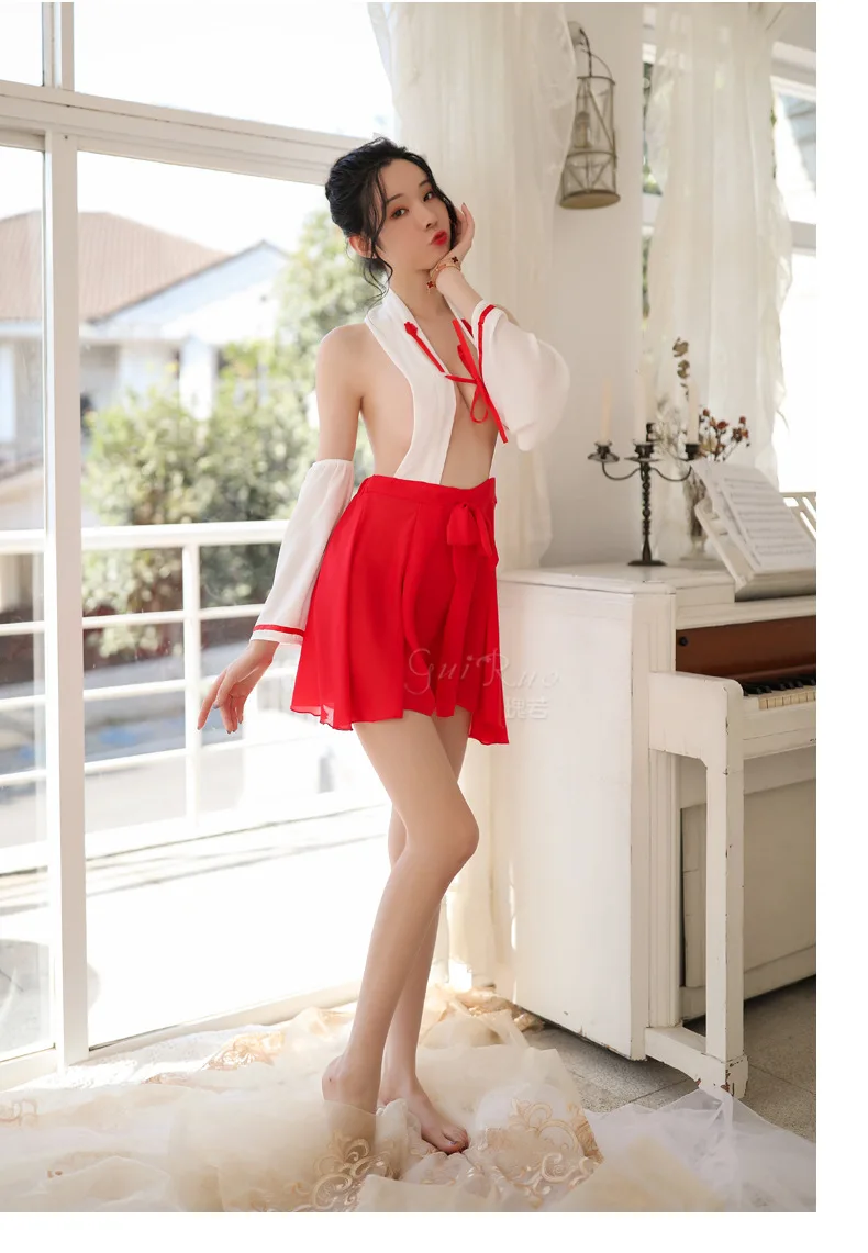 Cartoon Open Cup Bra Kimono Cute Lingerie Exotic Apparel Christmas Lingerie Sexy Set Witch Dress Exposed Back Anime Lingerie