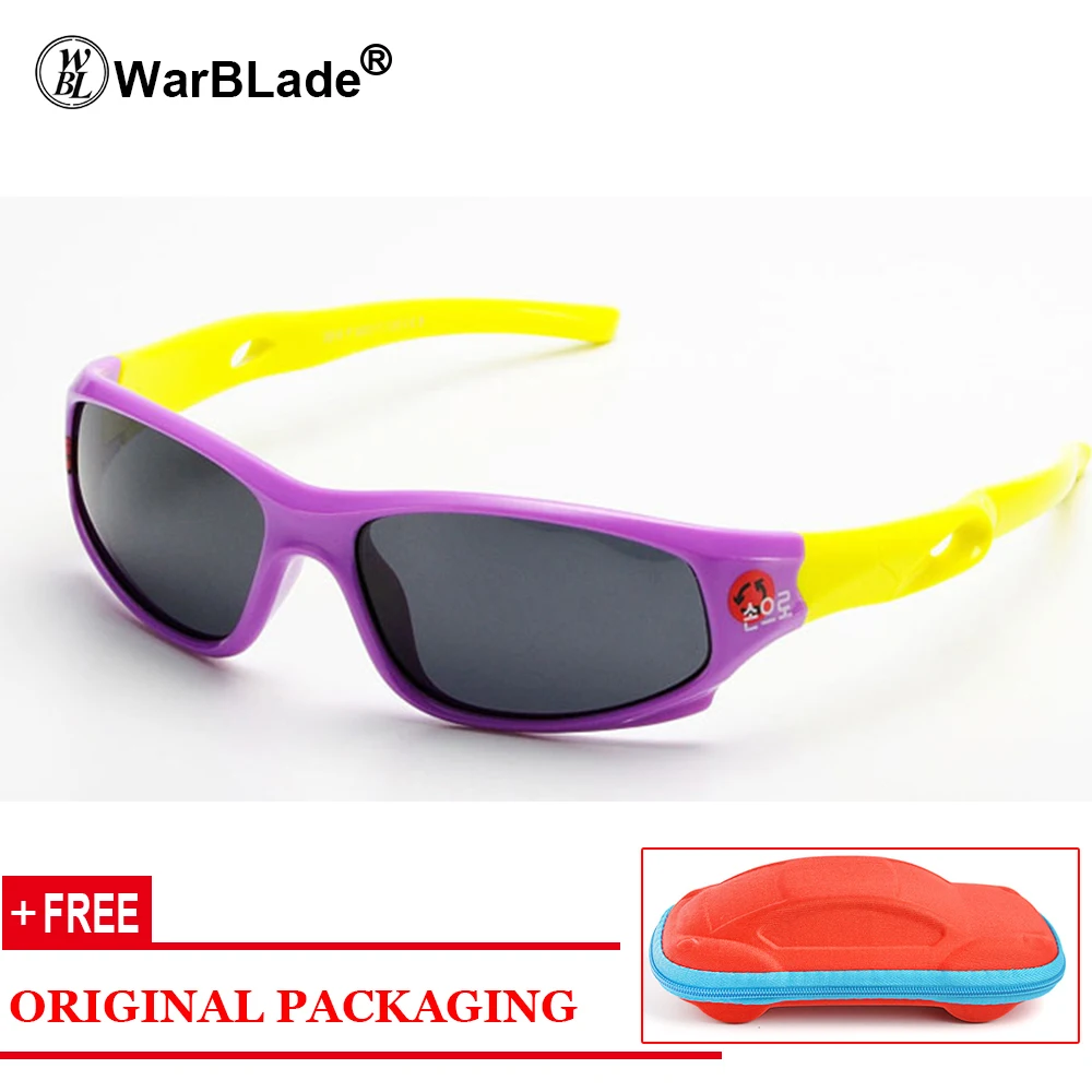 purple yellow Детские поляризованные солнцезащитные очки WarBLad, детские спортивные очки с гибкой оправой, защитные очки, солнцезащитные очки UV400 для мальчиков и девочек - Цвет линз: purple yellow