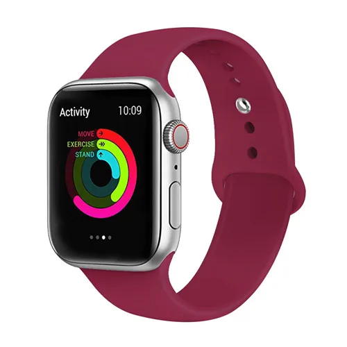 red wine 10 Ремешок для apple watch Correa iwatch 42 мм 38 мм 40 мм Браслет Силиконовый ремешок для часов аксессуары 4 3 2 1 apple watch 5 ремешок 44 мм - Цвет ремешка: red wine 10