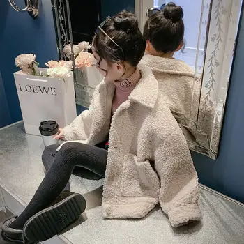 

2020 Autumn Winter Children Faux Fur Coat Baby Turndown Collar Thicken Warm Jacket Girls Overcoat Kids Girls Casual Outwear W871