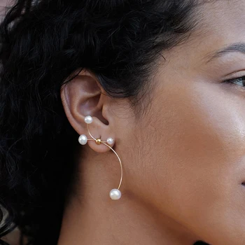 

Original Handmade Faux Pearls Stud Earrings For Women 2020 Fairy Asymmetric Irregular Korean Earrings Femme Jewelry bijoux