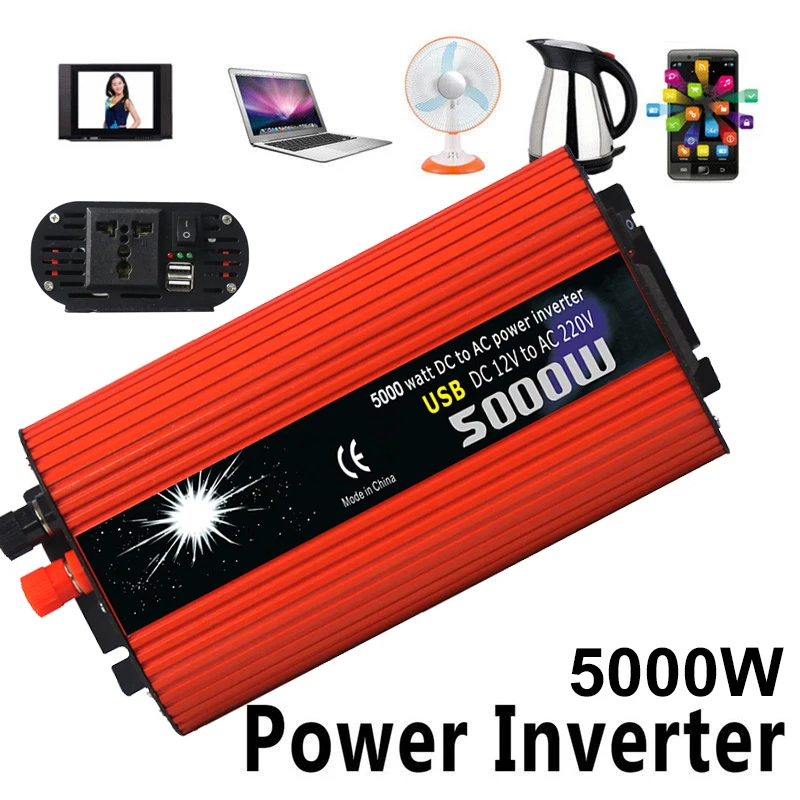 Высокопроизводительный автомобиль конвертер защита от перегрузки DC12V к AC220V автомобильный вентилятор автомобильный инвертор Портативный 2000 Вт преобразователь пиковой мощности