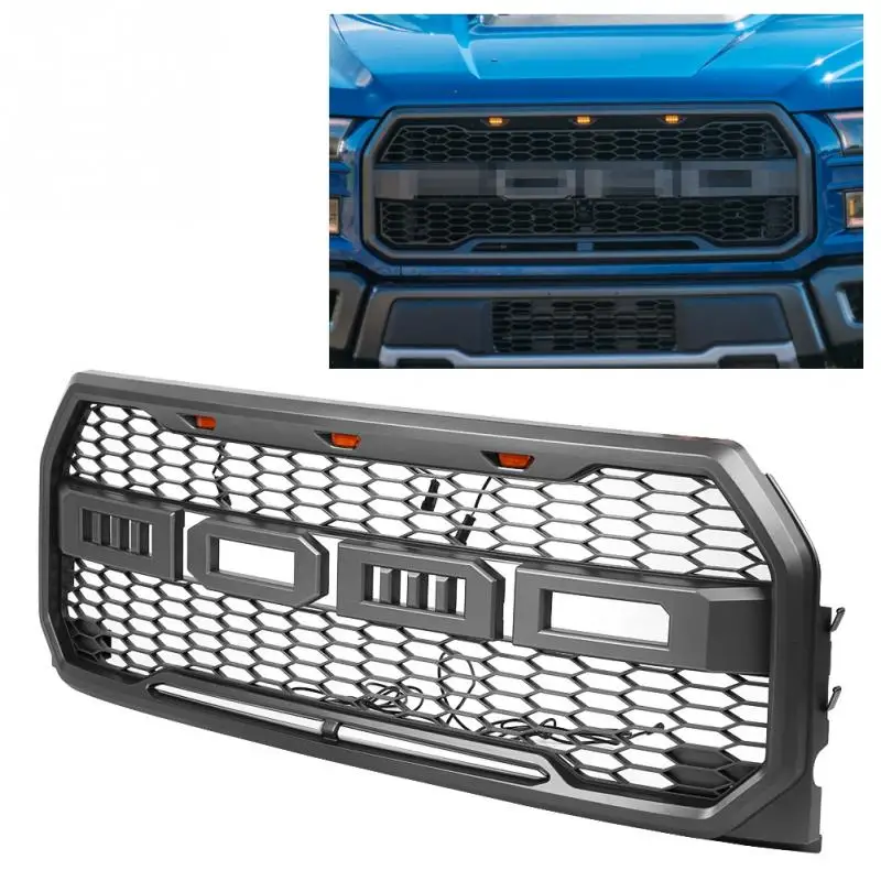 Для Ford F-150- Raptor стиль преобразования передний бампер КАПОТ решетка гриль Daytona серый автомобильные аксессуары