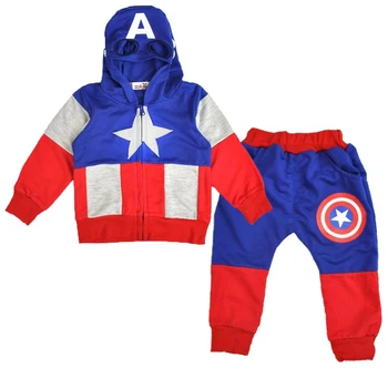 

Captain America Boys Clothing Sets Spring Cotton Hoodies Coat + Pants 2 Pieces Suit Toddler Boy Clothes Kids Clothing Set