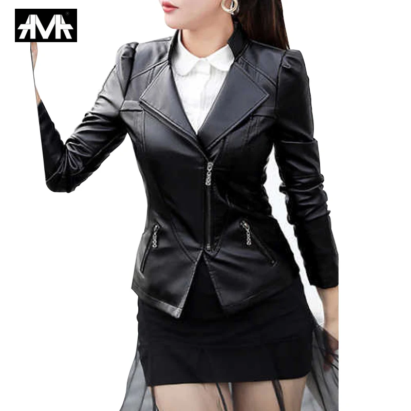2019 Women Motorcycle PU Leather Jacket Winter And Autumn New Fashion Coat Zipper Outerwear jacket Femme | Женская одежда