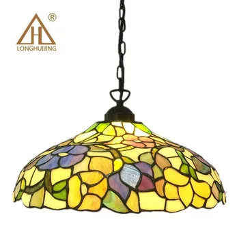 

Stained Glass Suspended Luminaire Tiffany Baroque pendant lights for Home Parlor Dining Room Chain Pendant lamps E27 90-260V
