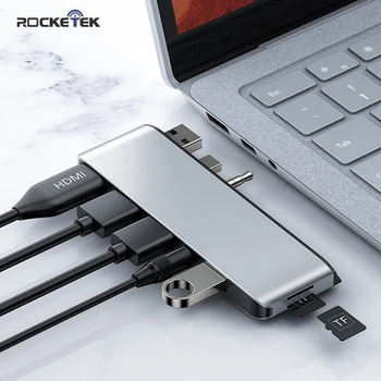 

Rocketek USB 3.0 HUB card reader 4K HDMI Audio Jack 3.5mm TF Micro SD adapter for Microsoft laptop 1/2/3 Dock External Expansion