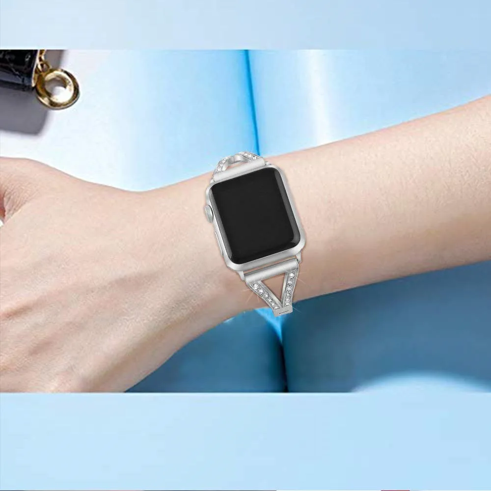Алмаз для женщин браслет для наручных часов Apple Watch 5 Группа серии 5 4 3 2 1 Легкая регулировка металлический ремешок для наручных часов iWatch, 40/44/38 мм/42 мм