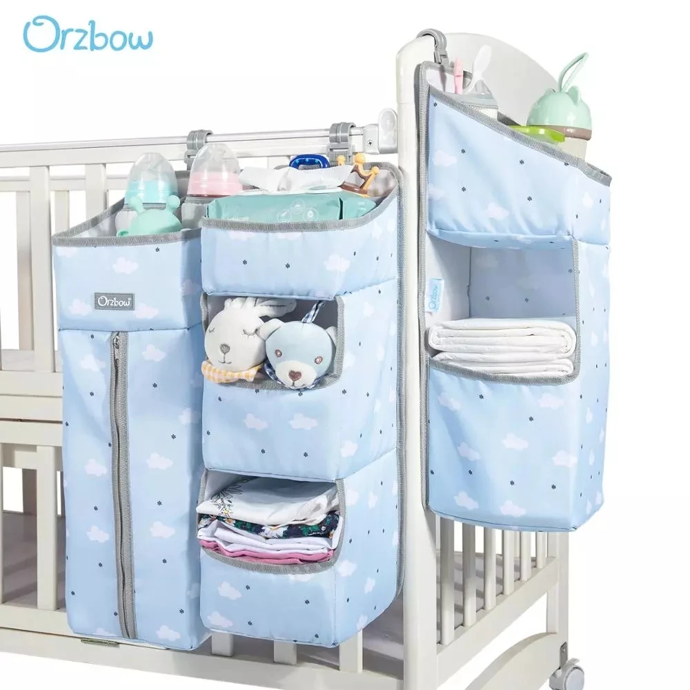 Crib Organizer Storage-Bags Bedding-Set Newbron Baby Caddy Infant Orzbow for Gray