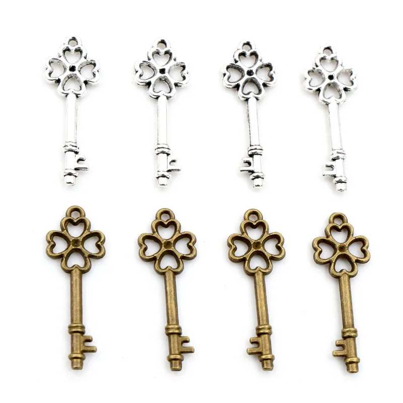 Antique Silver Key Charm 50pcs Antique Bronze Tone Key Charms 25x9mm 40pcs Bronze Aliexpress